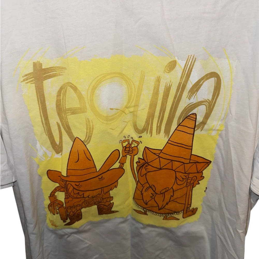 White T-Shirt with Tequila Graphic
